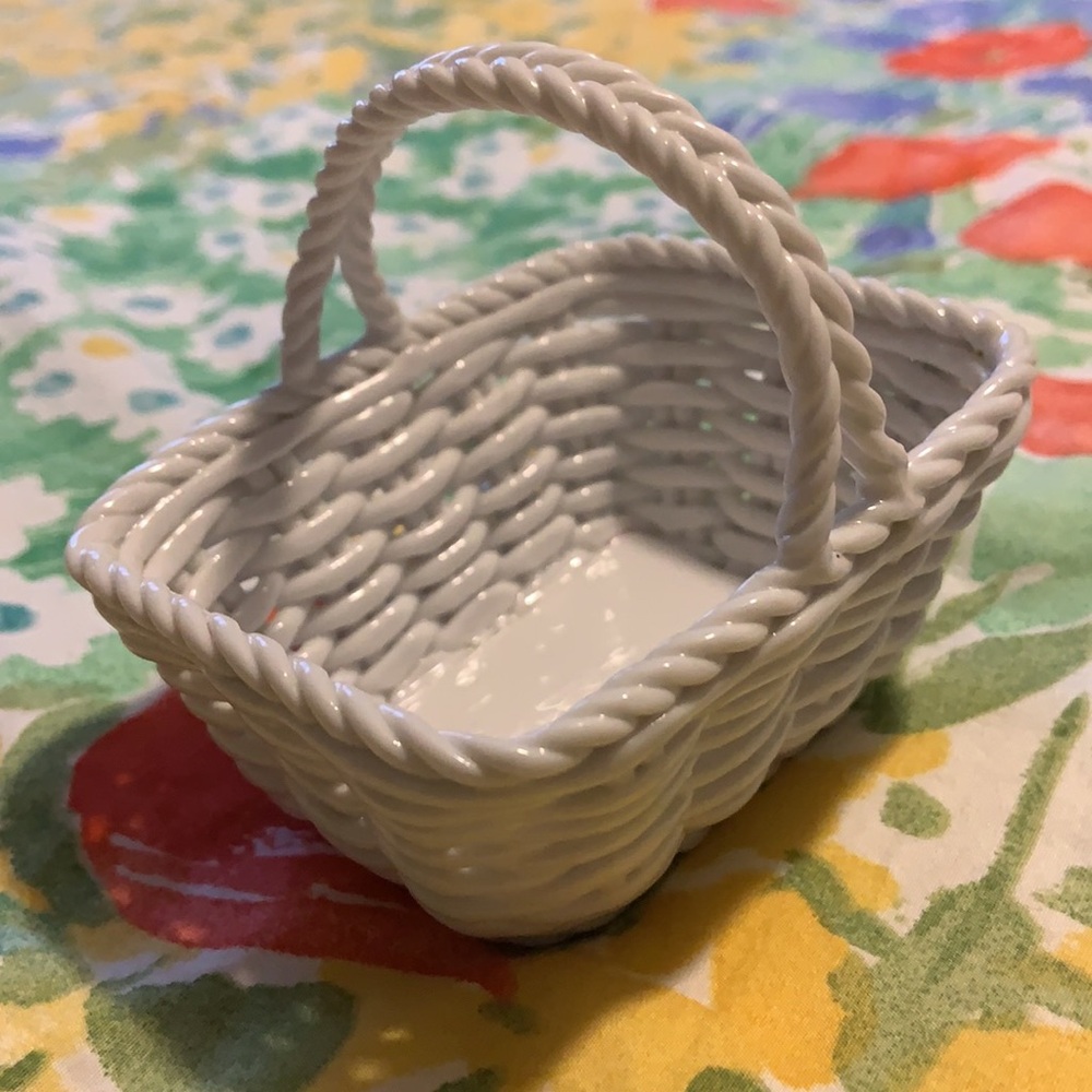 Tiny White Glass Basket